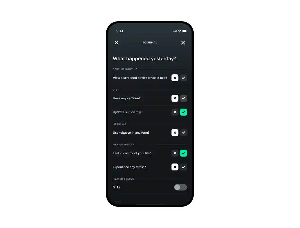 customizeable questions in whoop journal