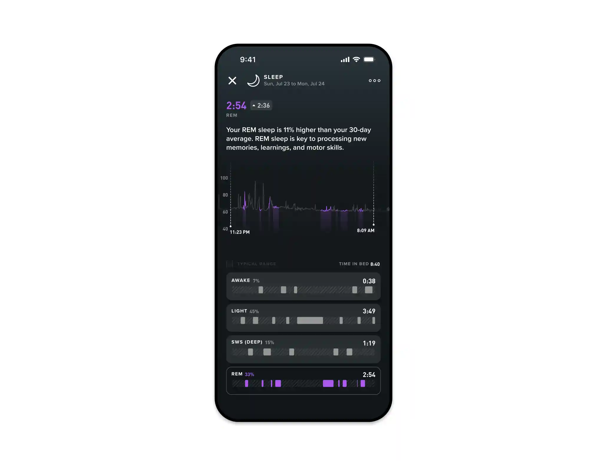 whoop app tracks rem sleep